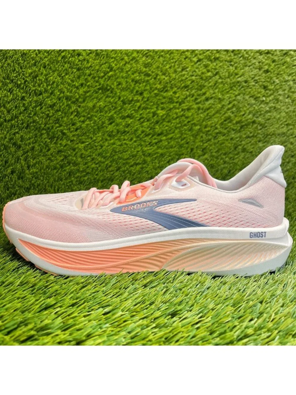 Brooks Ghost 18 Womens Size 11.5 Pink Orange Athletic Running Shoes Sneakers